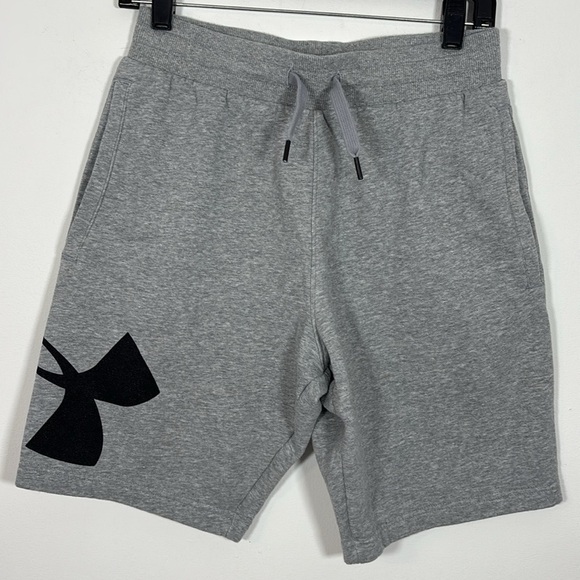 Under Armour Gray Black Fleece Sweat Short Medium Large Logo Pull On Comfort - Picture 1 of 7